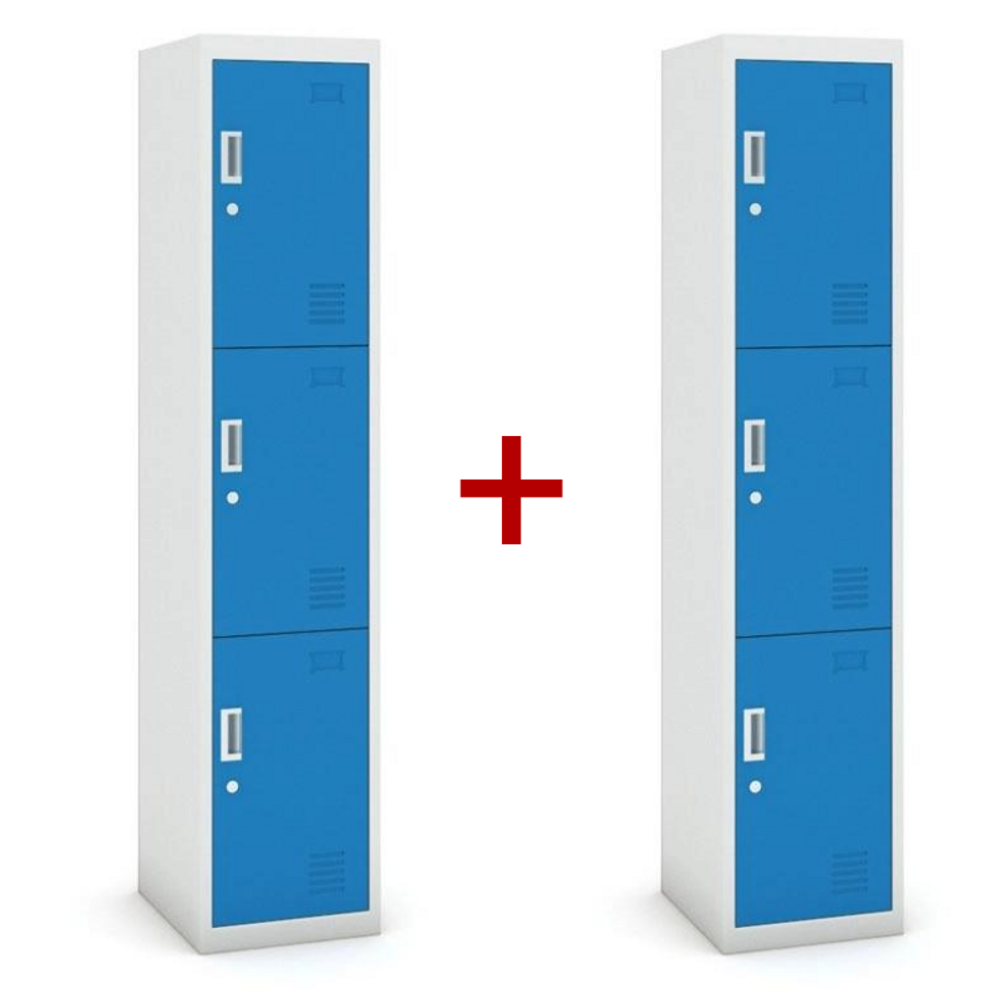 Šatní skříňka trojdveřová 1+1 ZDARMA, demont, cylindrický zámek, šedá/modrá