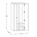 Šatníková skriňa FRAME, 2 oddiely, 872 x 450 x 1735 mm, PUSH-lock, breza