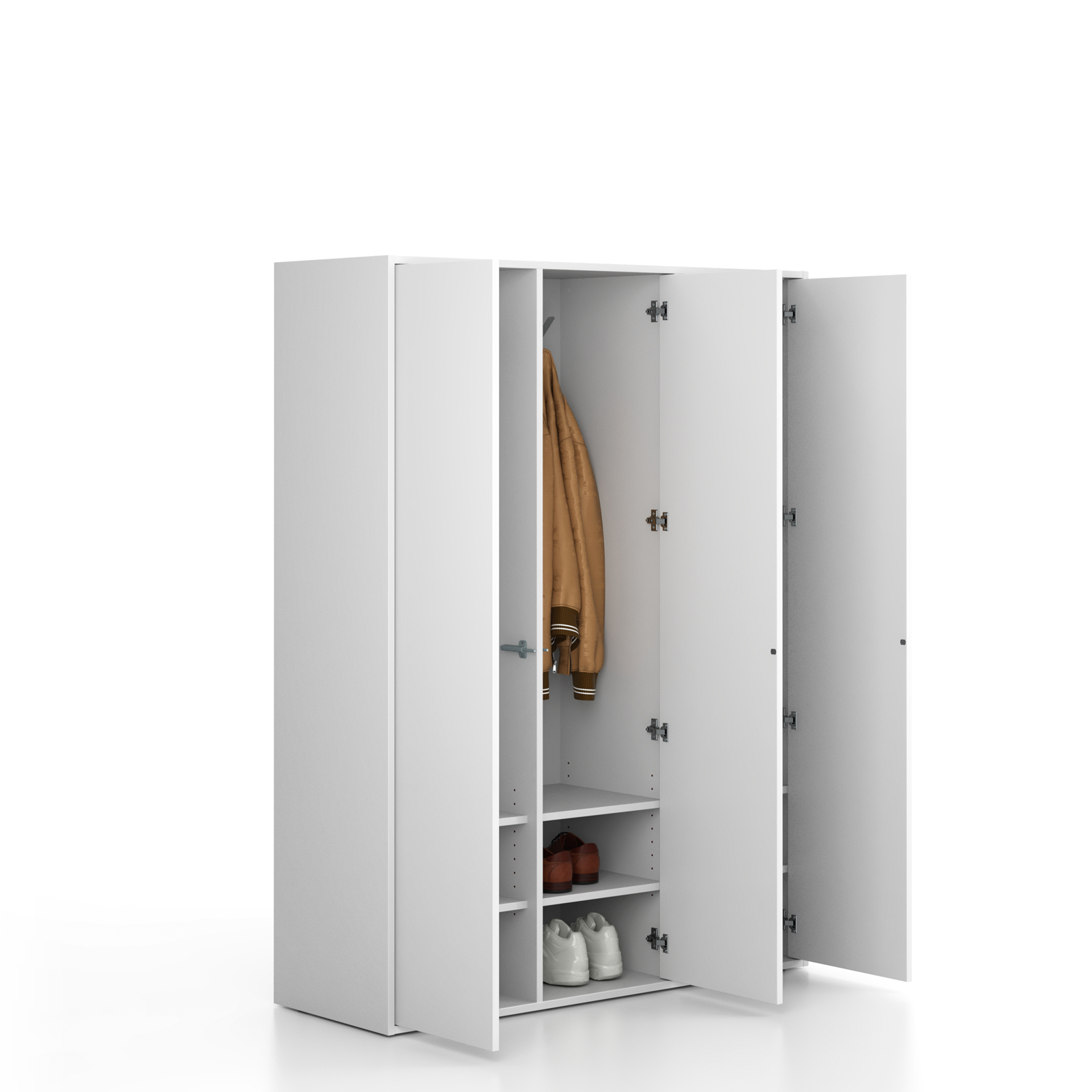 Fotografia produktu: Šatníková skriňa FRAME, 3 oddiely, 1299 x 450 x 1735 mm, PUSH-lock, biela