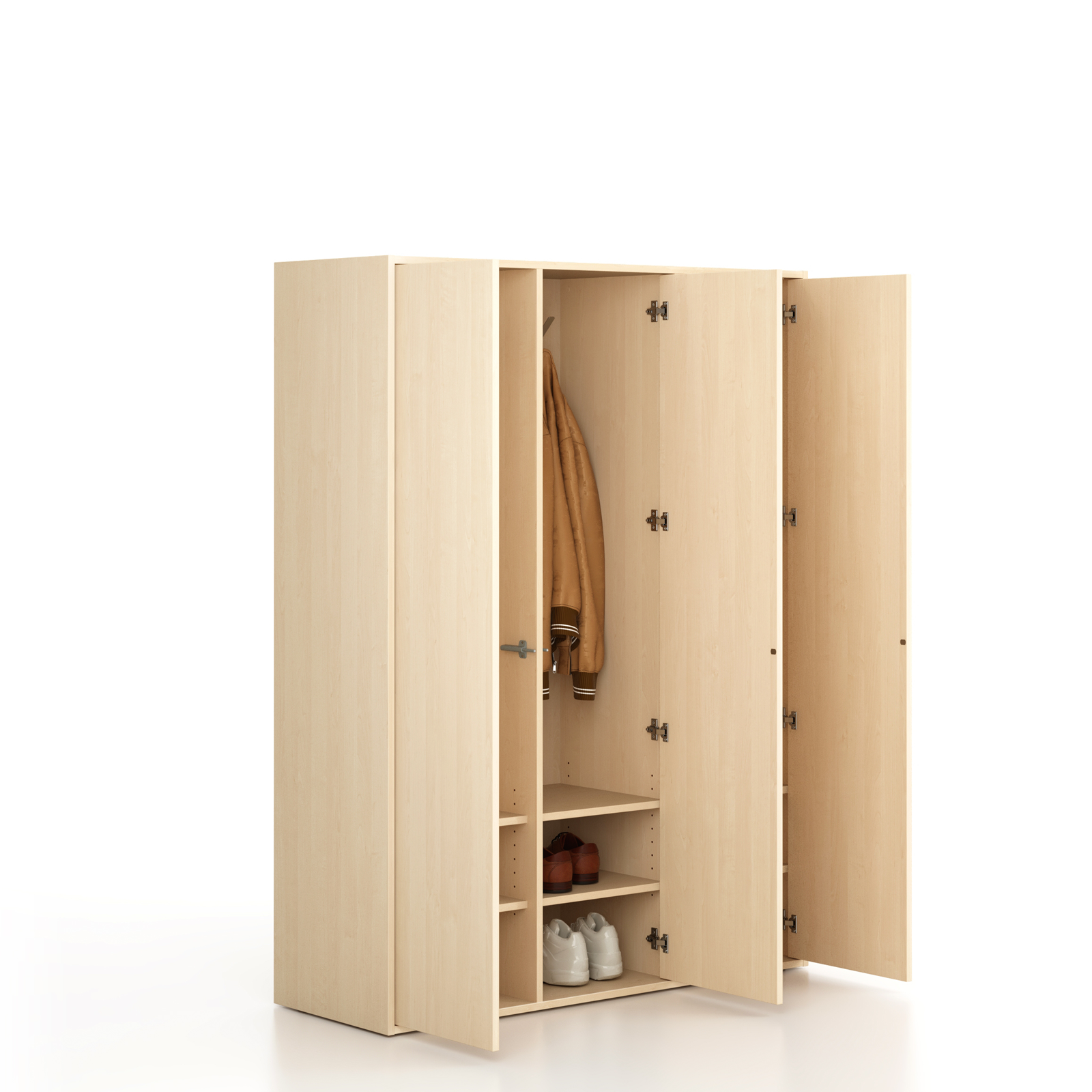 Fotografia produktu: Šatníková skriňa FRAME, 3 oddiely, 1299 x 450 x 1735 mm, PUSH-lock, breza