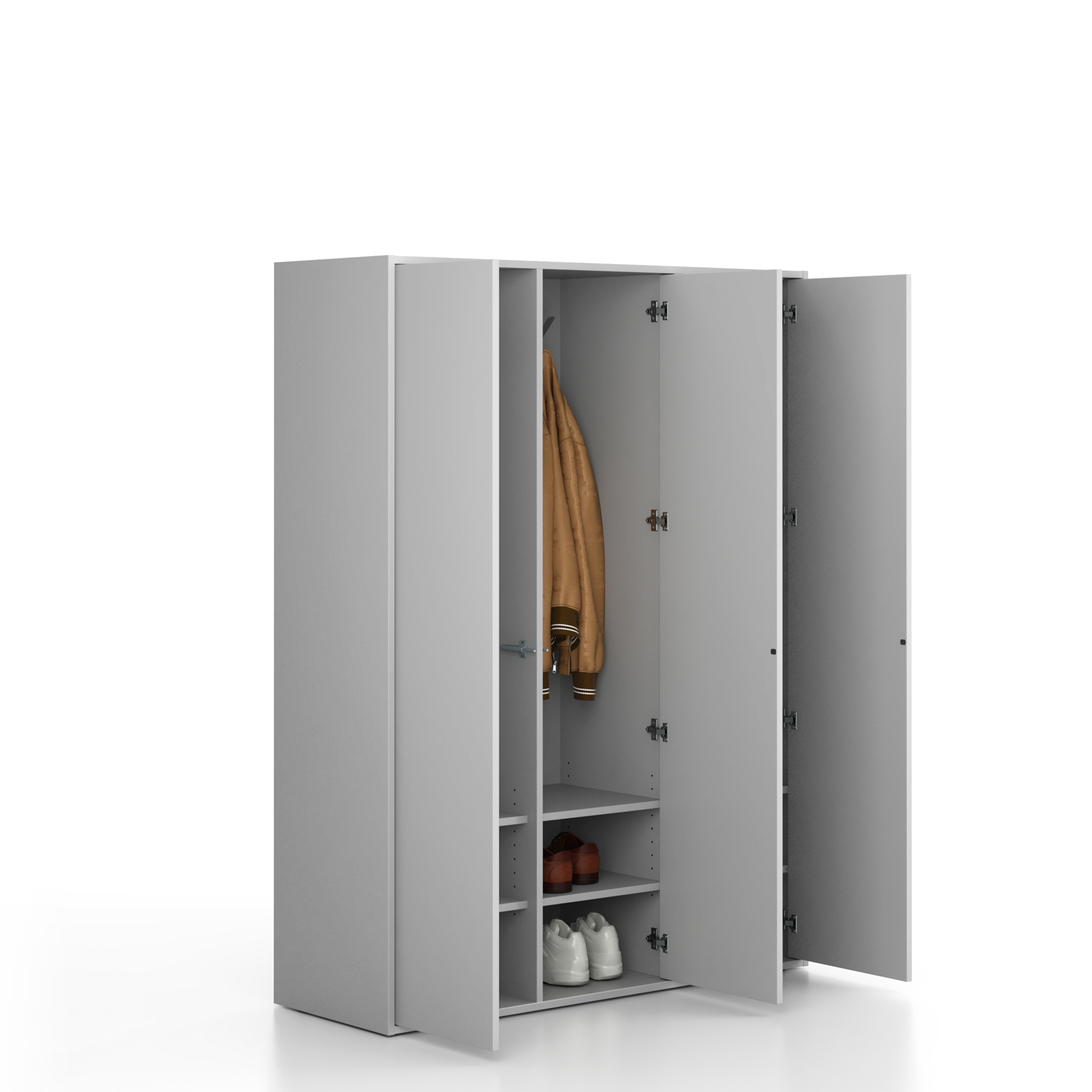 Fotografia produktu: Šatníková skriňa FRAME, 3 oddiely, 1299 x 450 x 1735 mm, PUSH-lock, sivá
