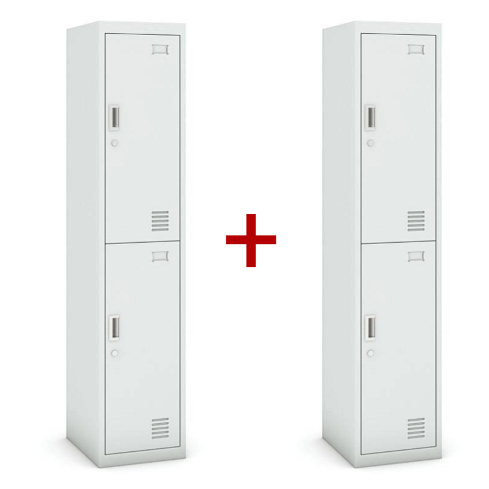 Šatníková skrinka dvojdverová 1+1 ZADARMO, demont, cylindrický zámok, sivá/sivá