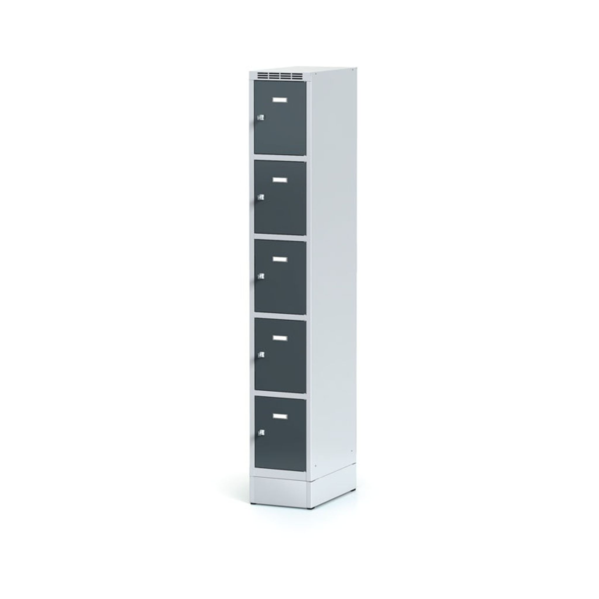 Šatníková skrinka s úložnými boxami, 5 boxov, 1800 x 300 x 500 mm, cylindrický zámok