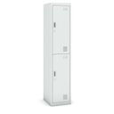 Šatníková skrinka s úložnými boxami, 2 boxy, 1800 x 380 x 450 mm, demont, cylindrický zámok, sivá/sivá