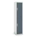 Šatníková skrinka s úložnými boxami, 2 boxy, 1800 x 380 x 450 mm, demont, cylindrický zámok, sivá/tmavosivá