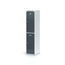 Šatníková skrinka s úložnými boxami, 2 boxy, 1800 x 400 x 500 mm, otočný zámok, tmavosivé dvere