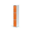 Šatníková skrinka s úložnými boxami, 3 boxy, 1800 x 300 x 500 mm, otočný zámok, oranžové dvere