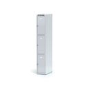 Šatníková skrinka s úložnými boxami, 3 boxy, 1800 x 300 x 500 mm, otočný zámok, sivé dvere