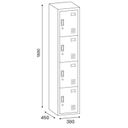 Šatníková skrinka s úložnými boxami, 4 boxy, 1800 x 380 x 450 mm, cylindrický zámok, sivá/tmavosivá
