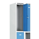 Šatníková skrinka s úložnými boxami, 4 boxy, 1800 x 800 x 500 mm, cylindrický zámok, sivé dvere
