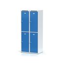 Šatníková skrinka s úložnými boxami, 4 boxy, 1800 x 800 x 500 mm, otočný zámok, modré dvere