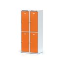 Šatníková skrinka s úložnými boxami, 4 boxy, 1800 x 800 x 500 mm, otočný zámok, oranžové dvere