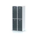 Šatníková skrinka s úložnými boxami, 4 boxy, 1800 x 800 x 500 mm, otočný zámok, tmavosivé dvere