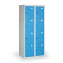 Šatníková skrinka s úložnými boxami, 8 boxov, 1820 x 760 x 500 mm, cylindrický zámok, modré dvere