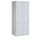 Šatníková skrinka s úložnými boxami, 8 boxov, 1820 x 760 x 500 mm, cylindrický zámok, sivé dvere