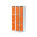Šatníková skrinka s úložnými boxami, 9 boxov, 1800 x 900 x 500 mm, otočný zámok, oranžové dvere