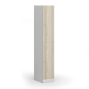 Šatníková skrinka s úložnými boxmi, 2 boxy, 1850 x 300 x 500 mm, cylindrický zámok, laminované dvere, dub prírodný