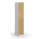 Šatníková skrinka s úložnými boxmi, 2 boxy, 1850 x 300 x 500 mm, demont, cylindrický zámok, laminované dvere, buk