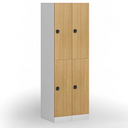 Šatníková skrinka s úložnými boxmi, 2 boxy, 1850 x 300 x 500 mm, demont, kódový zámok, laminované dvere, buk