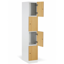 Šatníková skrinka s úložnými boxmi, 4 boxy, 1850 x 300 x 500 mm, demont, cylindrický zámok, laminované dvere, dub prírodný