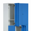 Šatníková skrinka s úložnými boxmi, 6 boxov, 1850 x 900 x 500 mm, demont, cylindrický zámok, modré dvere