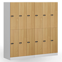 Šatníková skrinka s úložnými boxmi, 6 boxov, 1850 x 900 x 500 mm, demont, mechanický kódový zámok, laminované dvere, biela