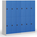 Šatníková skrinka s úložnými boxmi, 6 boxov, 1850 x 900 x 500 mm, demont, zámok s čítačkou RFID kariet, tmavosivé dvere