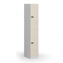 Šatníková skrinka S1 s úložnými boxmi, 2 boxy, 1850 x 300 x 500 mm, demont, mechanický kódový zámok, laminované dvere, breza