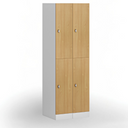 Šatníková skrinka S1 s úložnými boxmi, 2 boxy, 1850 x 300 x 500 mm, demont, otočný zámok, laminované dvere, breza