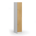 Šatníková skrinka S1 s úložnými boxmi, 2 boxy, 1850 x 300 x 500 mm, demont, otočný zámok, laminované dvere, buk