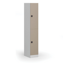 Šatníková skrinka S1 s úložnými boxmi, 2 boxy, 1850 x 300 x 500 mm, kódový zámok, béžové dvere