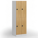 Šatníková skrinka S1 s úložnými boxmi, 2 boxy, 1850 x 300 x 500 mm, kódový zámok, laminované dvere, orech