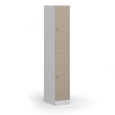Šatníková skrinka S1 s úložnými boxmi, 2 boxy, 1850 x 300 x 500 mm, otočný zámok, béžové dvere