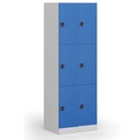 Šatníková skrinka S1 s úložnými boxmi, 3 boxy, 1850 x 300 x 500 mm, kódový zámok, červené dvere