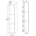 Šatníková skrinka S1 s úložnými boxmi, 3 boxy, 1850 x 300 x 500 mm, zámok s čítačkou RFID kariet, modré dvere