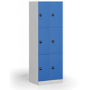 Šatníková skrinka S1 s úložnými boxmi, 3 boxy, 1850 x 300 x 500 mm, zámok s čítačkou RFID kariet, zelené dvere