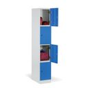 Šatníková skrinka S1 s úložnými boxmi, 4 boxy, 1850 x 300 x 500 mm, demont, otočný zámok, zelené dvere
