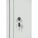 Šatníková skrinka S1 s úložnými boxmi, 5 boxov, 1850 x 300 x 500 mm, demont, cylindrický zámok, tmavosivé dvere