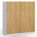 Šatníková skrinka S1 s úložnými boxmi, 6 boxov, 1850 x 900 x 500 mm, otočný zámok, laminované dvere, dub prírodný