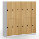 Šatníková skrinka S1 s úložnými boxmi, 6 boxov, 1850 x 900 x 500 mm, zámok s čítačkou RFID kariet, laminované dvere, biela