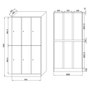 Šatníková skrinka S1 s úložnými boxmi, 6 boxov, 1850 x 900 x 500 mm, zámok s čítačkou RFID kariet, tmavosivé dvere