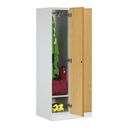 Šatníková skrinka S1 znížená, 2 oddiely, 1500 x 600 x 500 mm, zámok s čítačkou RFID kariet, laminované dvere, orech