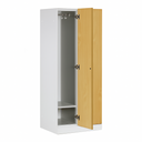 Šatníková skrinka S1 znížená, 2 oddiely, 1500 x 600 x 500 mm, zámok s čítačkou RFID kariet, laminované dvere, orech