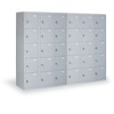 Šatníková skrinka S2 s úložnými boxami, 15 boxov, 1820 x 1140 x 500 mm, demont, cylindrický zámok, sivé dvere