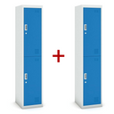 Šatníková skrinka S3 dvojdverová 1+1 ZADARMO, demont, cylindrický zámok, sivá/modrá