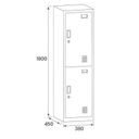 Šatníková skrinka S3 s úložnými boxami, 2 boxy, 1800 x 380 x 450 mm, demont, cylindrický zámok, sivá/červená