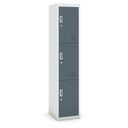 Šatníková skrinka S3 s úložnými boxami, 3 boxy, 1800 x 380 x 450 mm, demont, cylindrický zámok, sivá/tmavosivá
