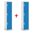 Šatníková skrinka S3 trojdverová 1+1 ZADARMO, demont, cylindrický zámok, sivá/modrá