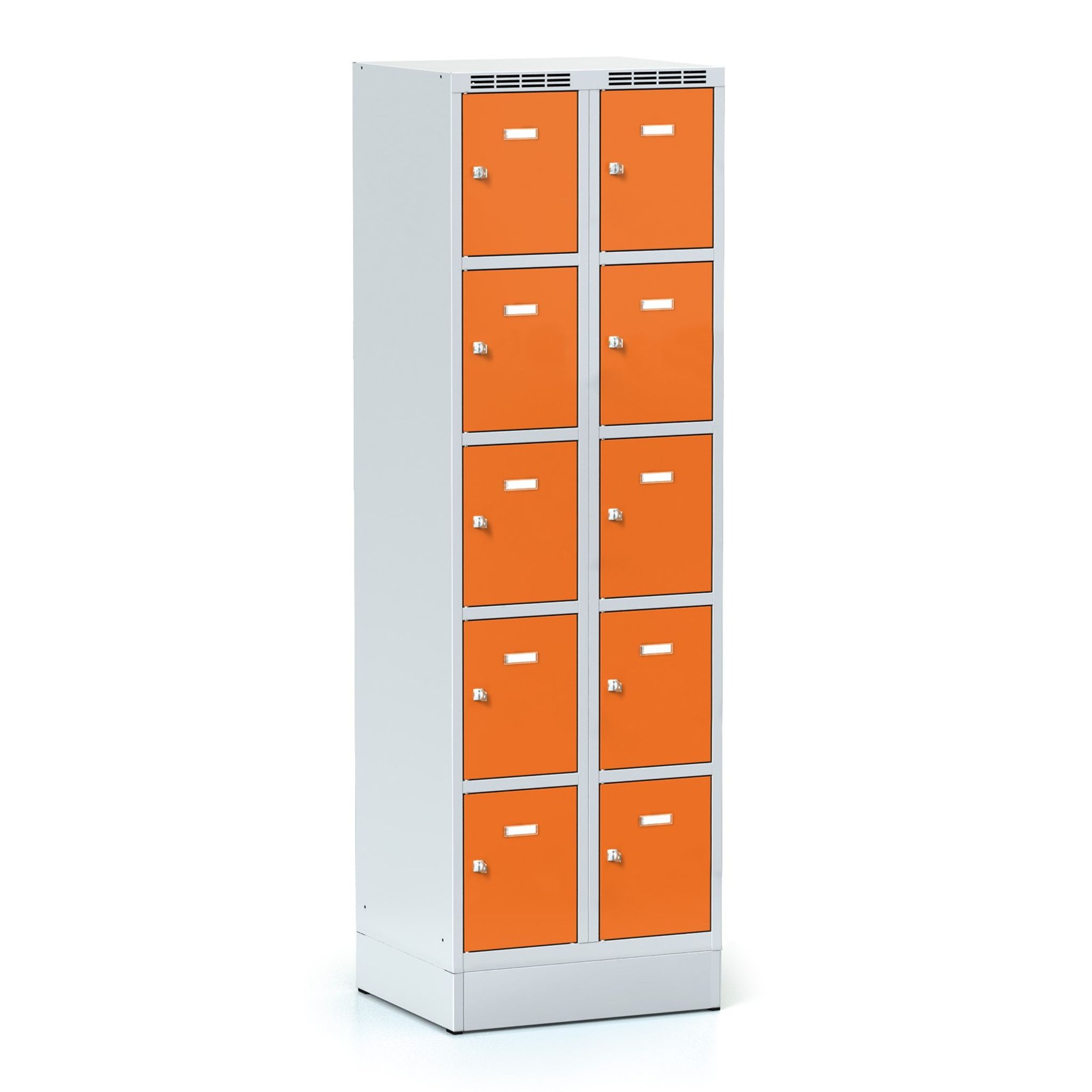 Šatníková skrinka S6 s úložnými boxami na sokli, 10 boxov, 1920 x 600 x 500 mm, cylindrický zámok