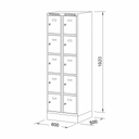 Šatníková skrinka S6 na sokli s úložnými boxami, 10 boxov, 1920 x 600 x 500 mm, otočný zámok, sivé dvere